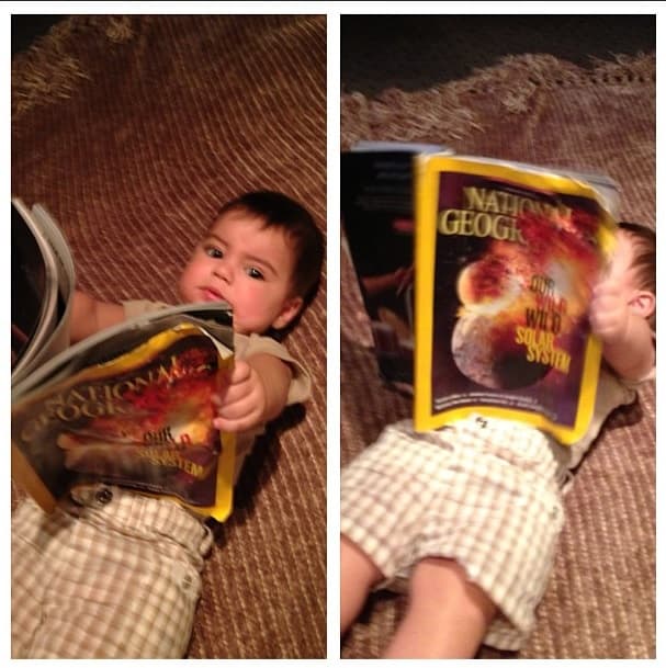 Prueba de ello esta imagen de cuando Milan tenía pocos meses y ya estaba 'leyendo' una revista.