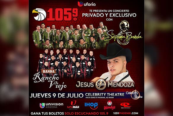 Gana boletos para el Concierto Privado con 7ma Banda, Rancho Viejo y Jesús Mendoza