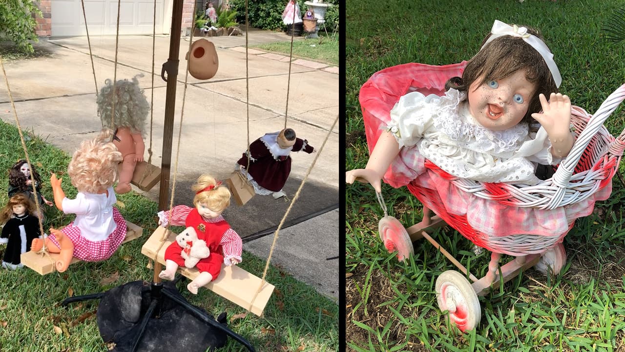 Familia de Texas decora su casa para Halloween inspirada en la "Isla de las Muñecas de Xochimilco", en México
