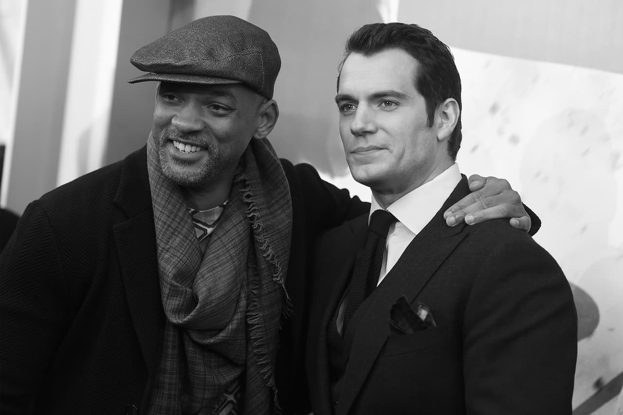 Los maravillosos actores Will Smith (DeadShot) y Henry Cavill (Clark Kent/Súperman).