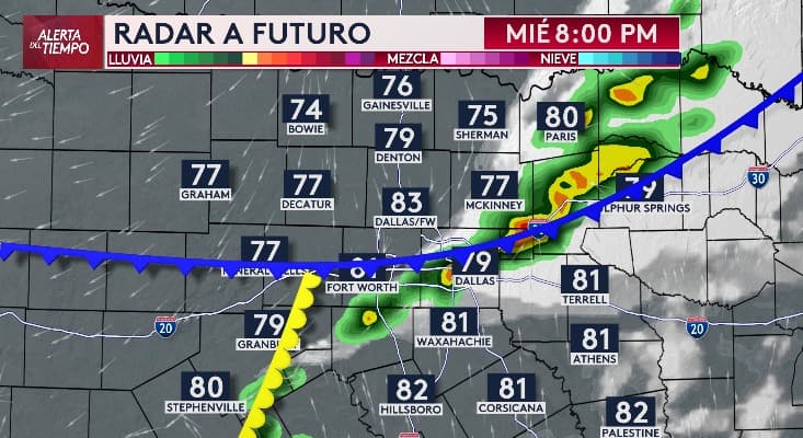 Algunas tormentas fuertes podrían verse a las 8:00pm de este miércoles.