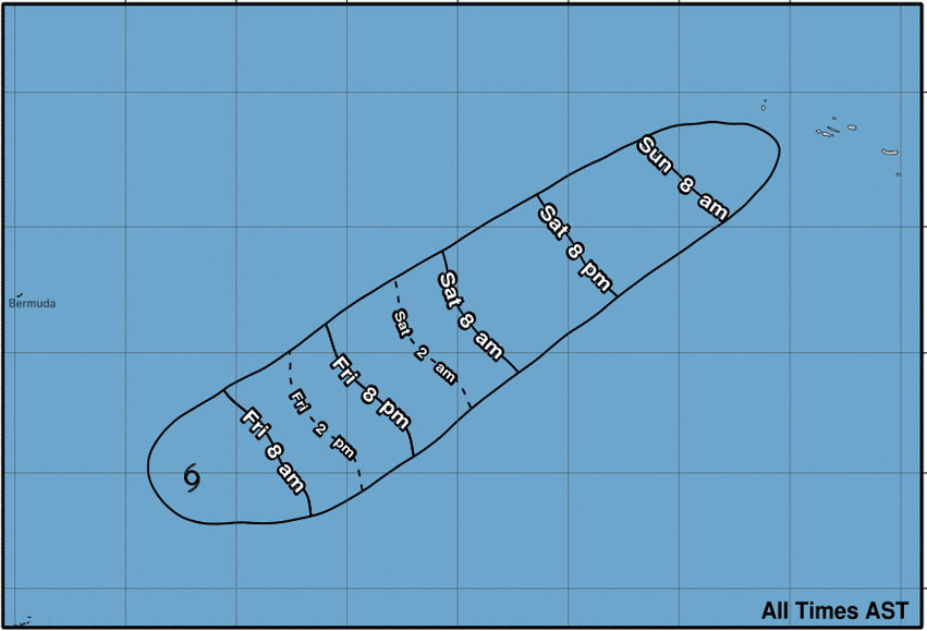 Gráfico con la trayectoria de la tormenta Sebastien para los próximos días.