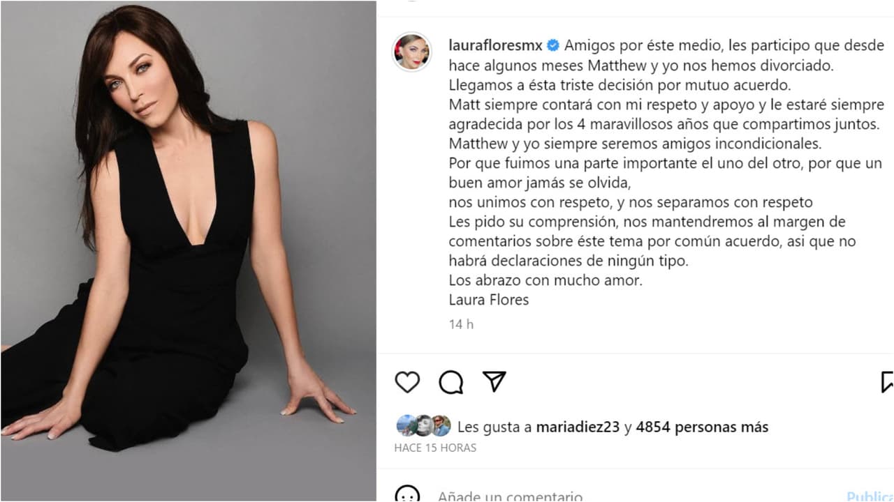 Laura Flores confirmó su divorcio de Matthew Flannery con esta publicación.