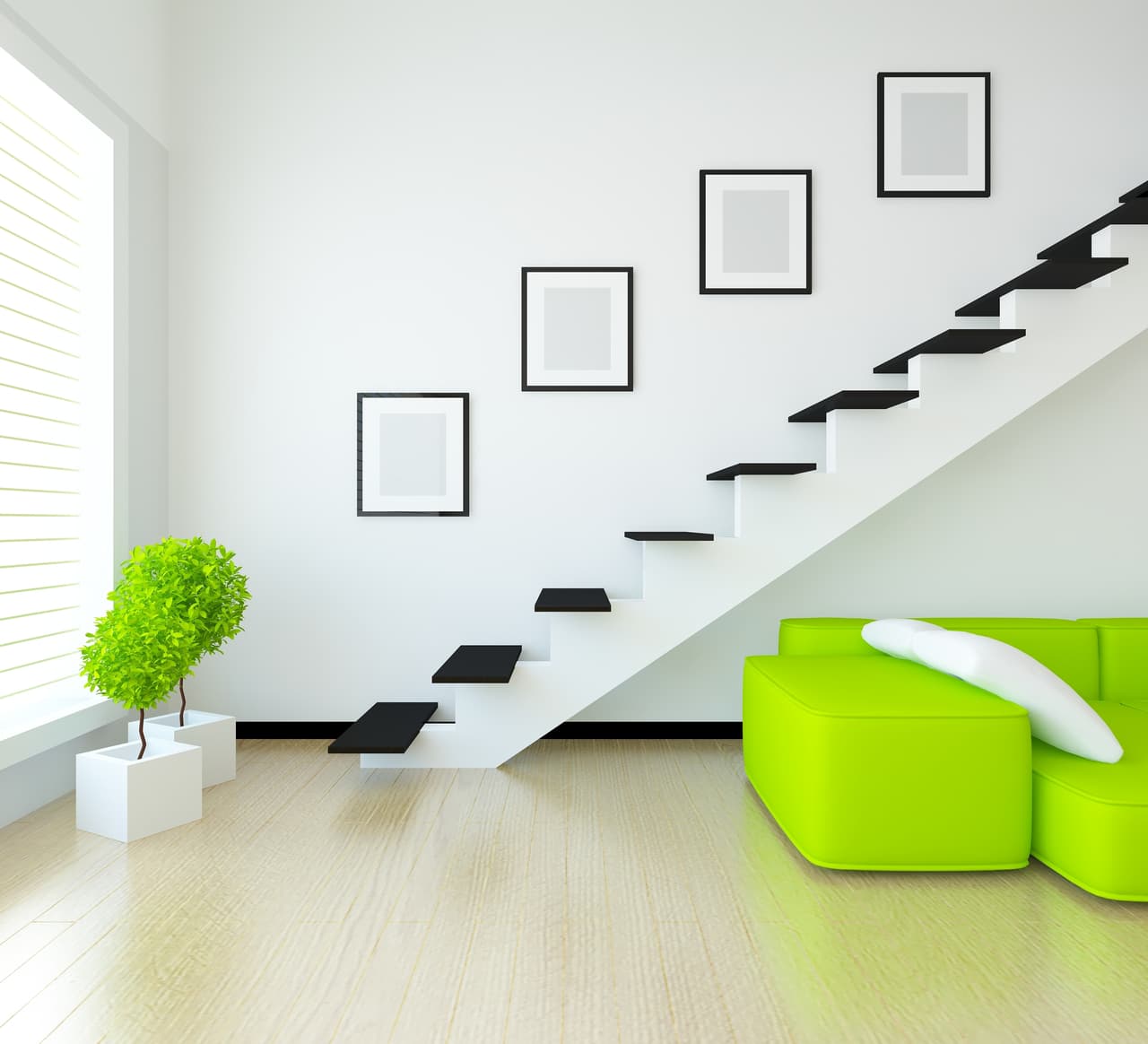 El aprovechar cada rincón es fundamental y como podrás darte cuenta el sillón se ve muy bien debajo de la escalera.