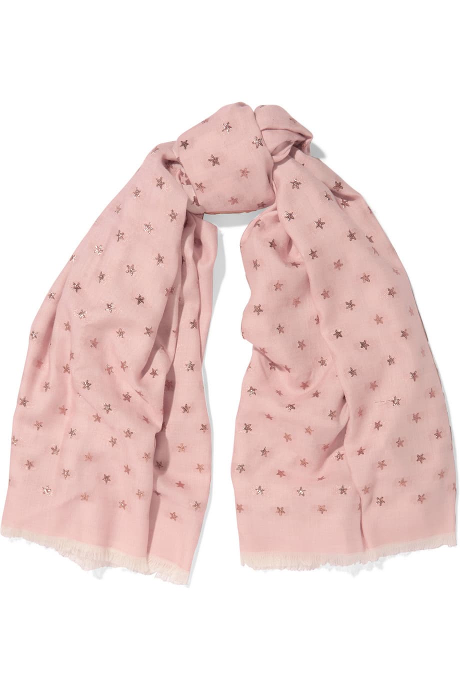Para las más reacias a las implicaciones del rosa, una pashmina en lana, cashmere o seda será suficiente para dar un acento de color en el armario. (Valentino)
<br>