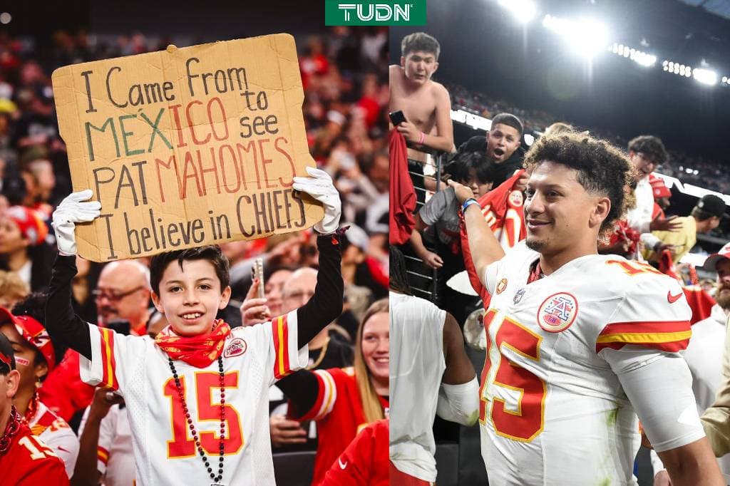 Mahomes da genial regalo a pequeño fan mexicano en Las Vegas
