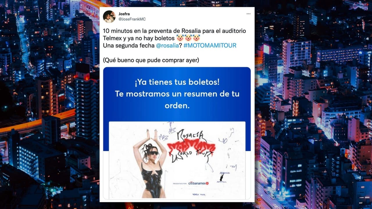 Con gran felicidad seguidores de la artista, compartieron en Twitter que lograron conseguir boletos para asistir al
<a href="https://www.univision.com/musica/rosalia-atrae-la-atencion-de-flea-de-los-red-hot-chilli-peppers-con-motomami-video">'Motomami Tour’</a>, ¿Preparados para el SAOKO de ’La Rosalía’?