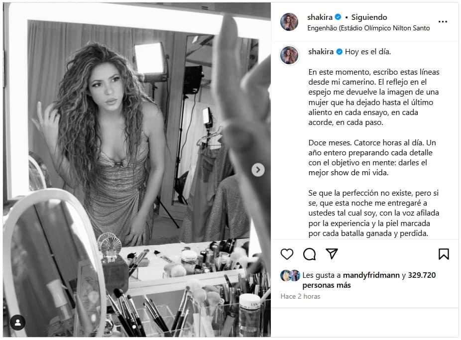 Shakira compartió un emotivo mensaje a horas de iniciar su ‘Las Mujeres Ya No Lloran World Tour’.