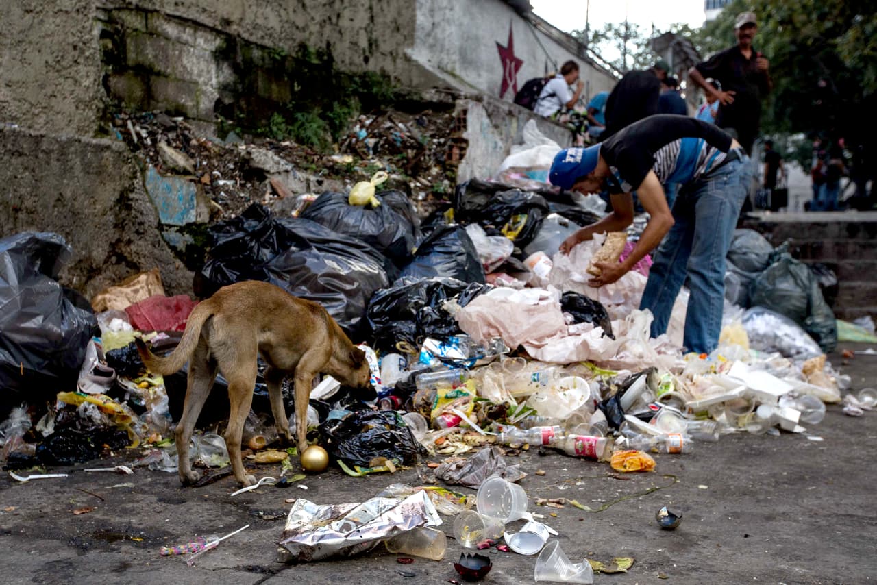 Otro grupo de unas 20 personas se reúne en el basurero de la plaza El Venezolano, también ubicada en el centro de Caracas, a una cuadra de la sede de la Misión Negra Hipólita, el programa social creado por el chavismo para atender a las personas que viven en la calle. “Yo creo que esa gente se lleva esa comida para su casa. Tú ves a esa gente de la Misión Negra Hipólita y parecen todos unos cochinos: abombaos, culones, rosaditos”, dice uno de ellos. El gobierno alega que el dinero del más reciente boom petrolero fue a parar a la "inversión social", pero
<a href="http://www.univision.com/noticias/america-latina/del-boom-petrolero-a-la-pobreza-extrema-a-donde-fue-el-dinero-de-venezuela">el aumento de la pobreza extrema refleja lo contrario</a>.