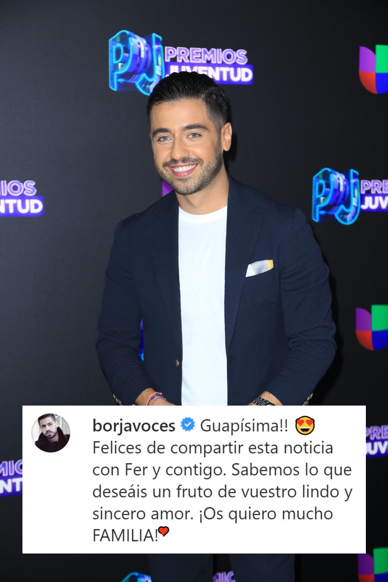 <b>Borja Voces</b> le demostró a los futuros padres su cariño y apoyo.