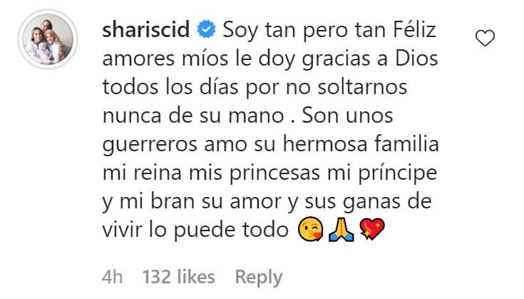Sharis Cid, la suegra de Brandon, comentó la
<b> buena noticia de su hija</b>.
<br>