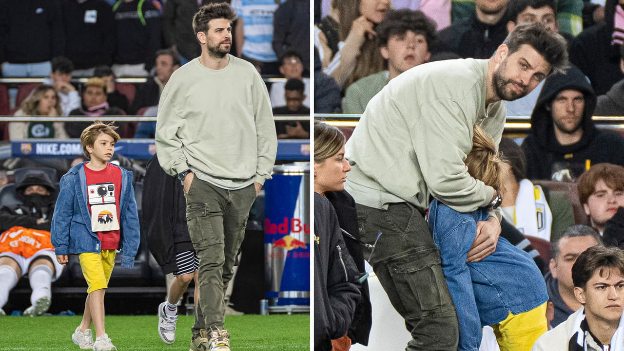 Las fotos de Piqué con sus hijos en el estadio donde le cantaron el tema de Shakira y Bizarrap