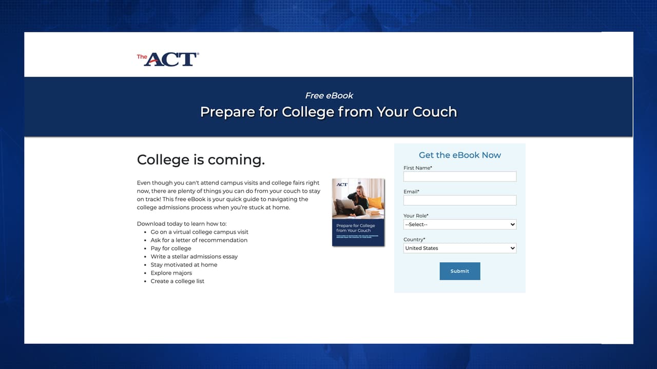 Para más información puedes visitar 
<a href="http://www.act.org"><u>www.act.org</u></a> y en español 
<a href="https://www.act.org/content/act/en/students-and-parents/spanish-language-resources.html"><u>act.org/estudiante</u></a>