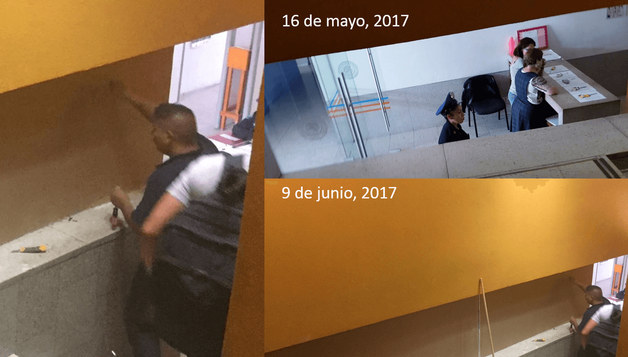 Construyen una pared de tablaroca en el juzgado donde Julián Gil visita a su hijo Matías.