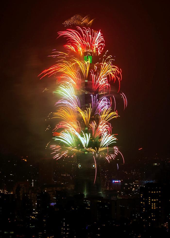 Fuegos artificiales en Taipei, Taiwán.