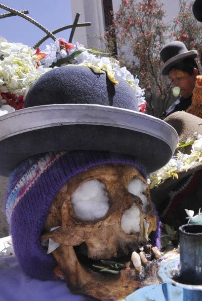 En el recorrido los cráneos deben ir enfundados en vistosos sombreros y anteojos oscuros o algodones que rellenan las órbitas de los ojos, pero lo que no puede faltar son los adornos con flores.