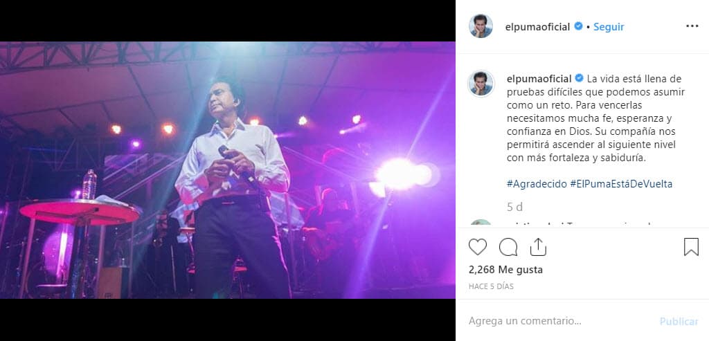 <b><a href="https://www.univision.com/al-punto-florida/dios-me-hizo-el-milagro-de-alargarme-la-vida-el-puma-rodriguez-confiesa-como-es-su-nueva-vida-video">José Luis Rodríguez</a></b> regresó a los escenarios después de que en diciembre de 2017 se sometiera a un doble trasplante de pulmón en Miami, Florida.