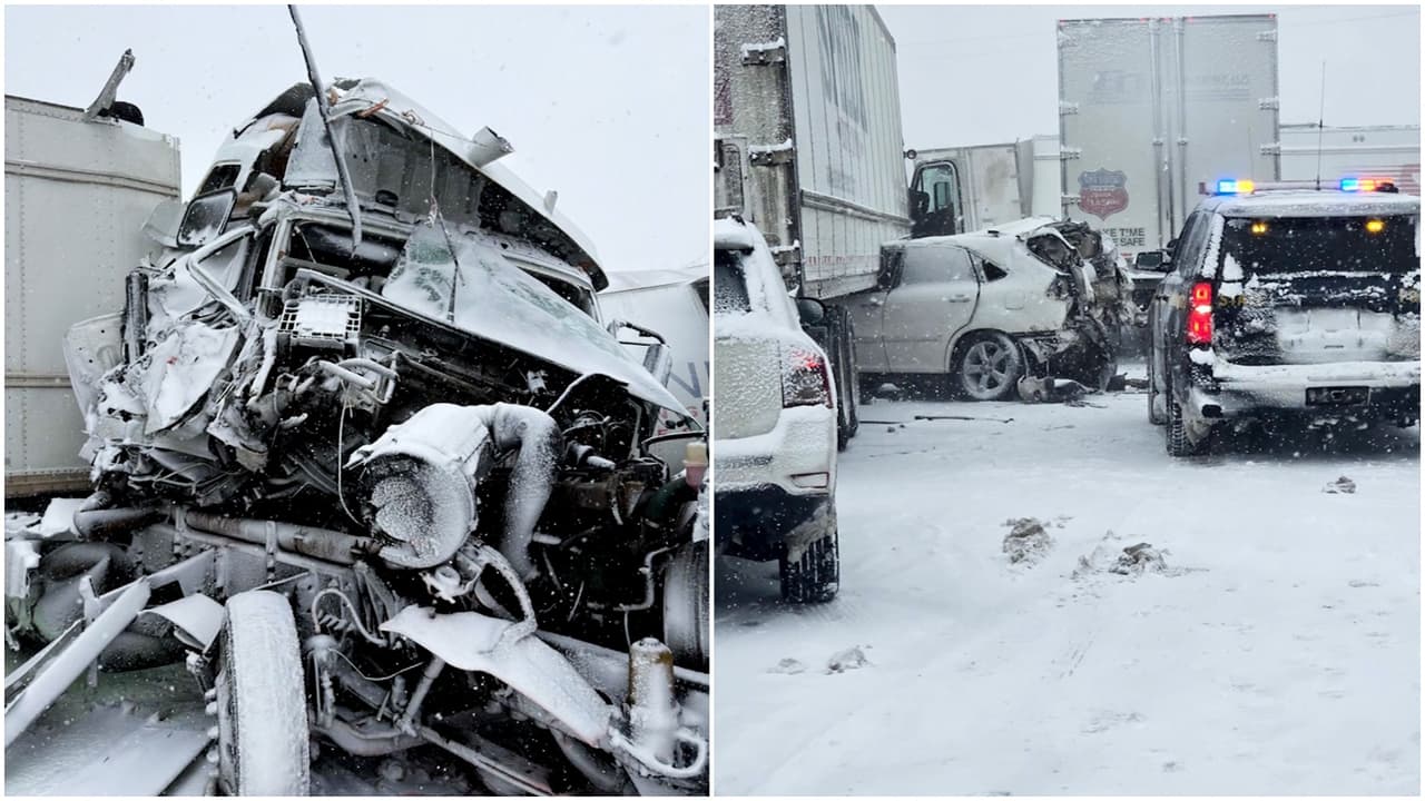 Choque múltiple de 60 vehículos colapsa la I-90 por clima invernal en Nueva York