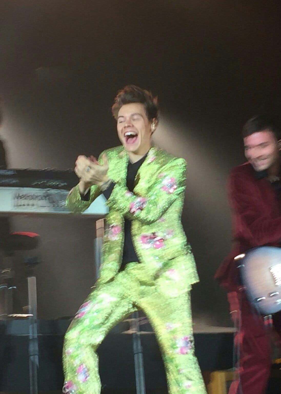 Harry entonces comenzó a vestirse con tonos más brillantes y llamativos, tan estrafalario que haría pensar que nadie utilizaría.