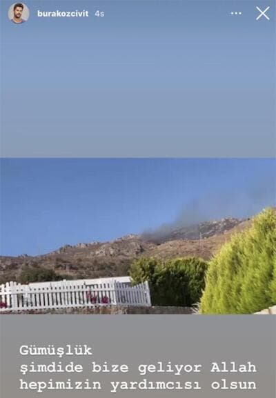 El intérprete de Kemal en la exitosa telenovela compartió su angustia a través de las redes sociales:
<b>"El incendio viene hacia nosotros, que Dios nos ayude"</b>.
<br>