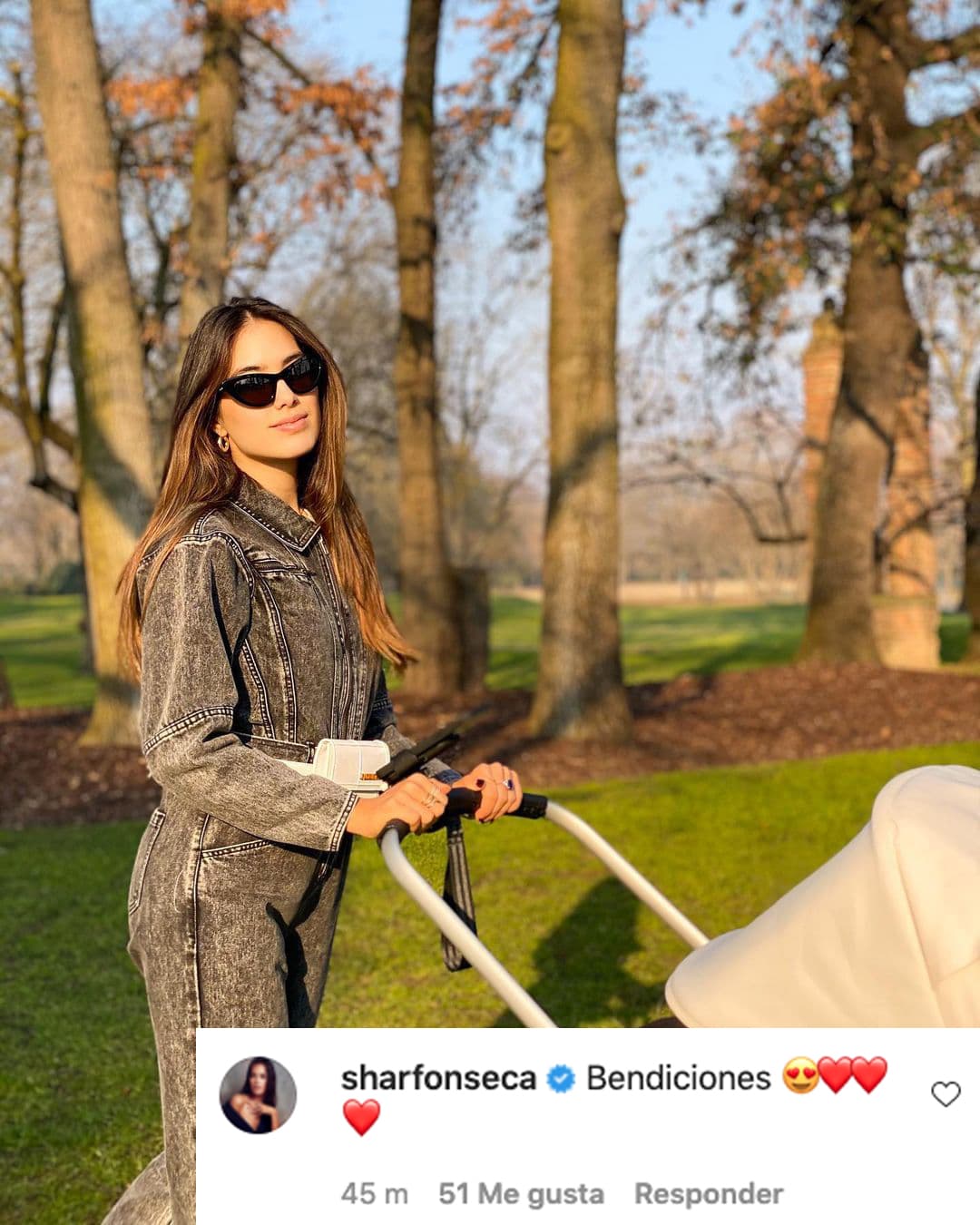 La mamá de Blu Jerusalema y pareja de Gianluca Vacchi, Sharon Fonseca, comentó: "Bendiciones".