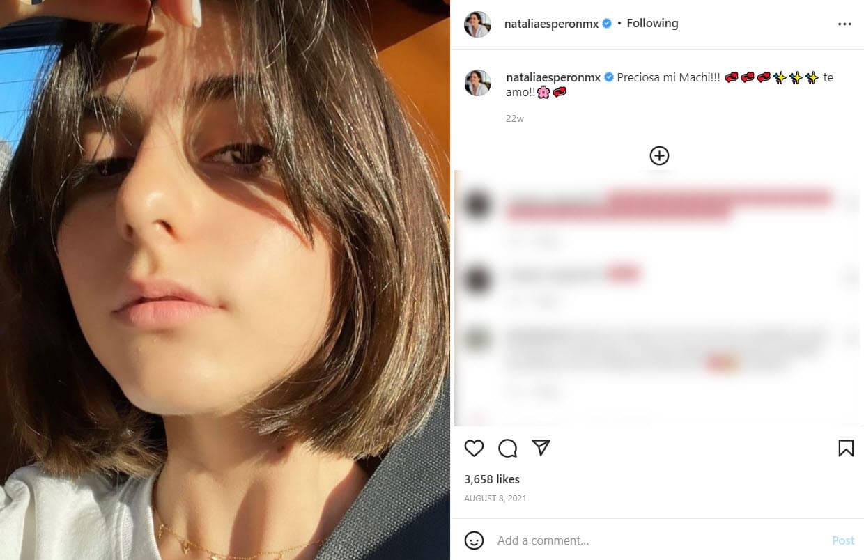 También deja ver, en algunas ocasiones, 
<a href="https://www.univision.com/famosos/hija-mayor-natalia-esperon-pepe-baston-compromete-matrimonio-fotos">imágenes de sus hijas</a>. 
<br>