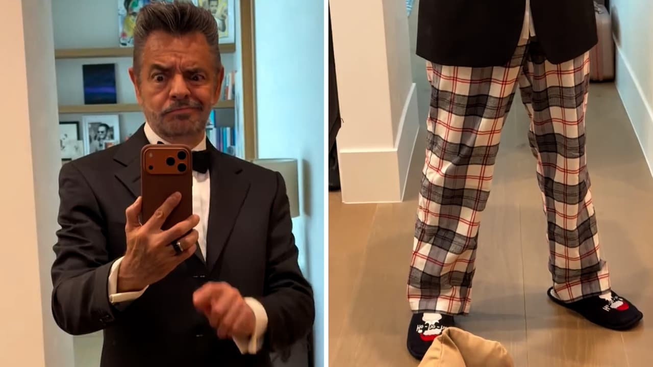 ¡En pijama y pantuflas!: Eugenio Derbez presume su 'outfit' para los Premios Oscar 2026