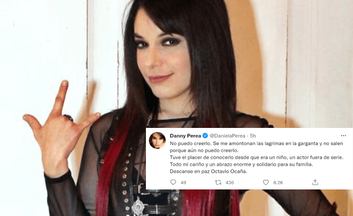 La actriz Danny Perea, conocida como Alejandra López, expresó su dolor ante la inesperada pérdida. "
<b>No puedo creerlo. Se me amontonan las lagrimas en la garganta y no salen porque aún no puedo creerlo. Tuve el placer de conocerlo desde que era un niño, un actor fuera de serie. Todo mi cariño y un abrazo enorme y solidario para su familia. Descanse en paz Octavio Ocaña."</b>