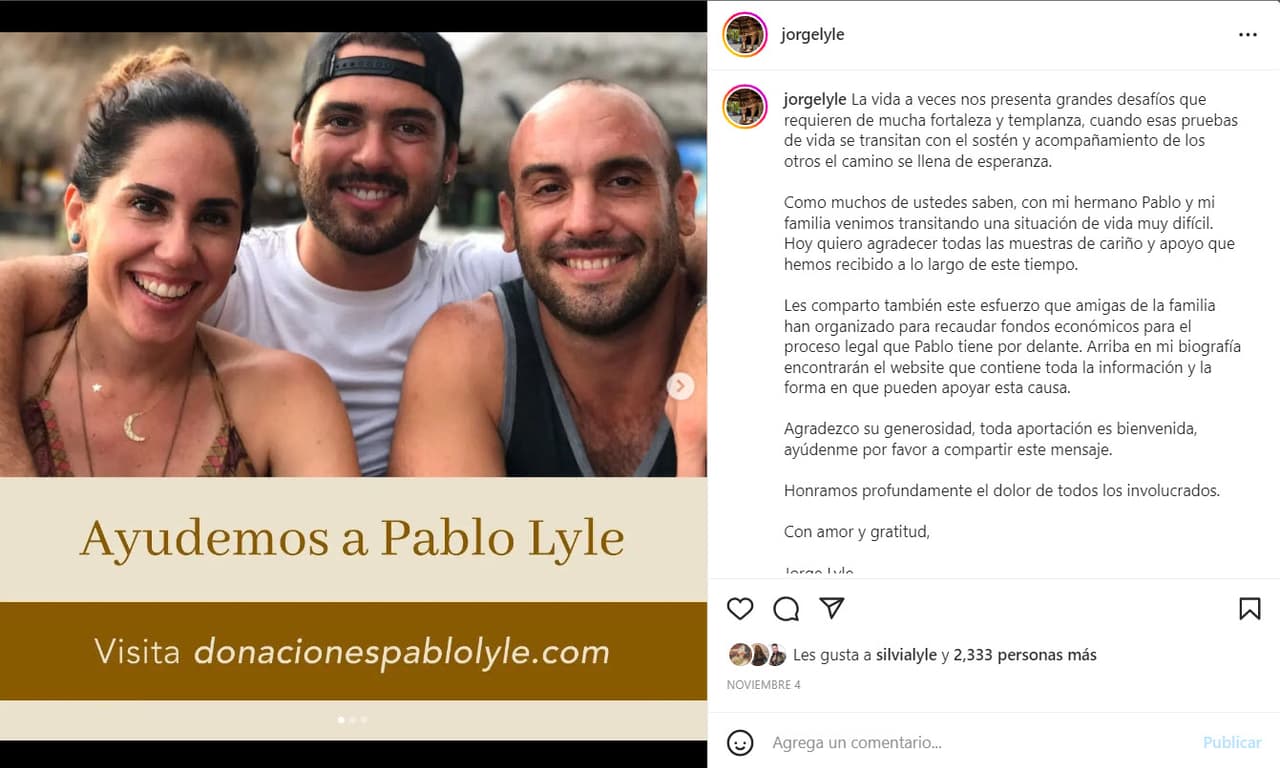 <b><a href="https://www.univision.com/famosos/pablo-lyle-sentencia-hermano-habla-encarcelamiento">Jorge Lyle, hermano de Pablo</a></b>, dio sus primeras declaraciones tras darse a conocer los problemas económicos por los que atraviesan.
<br>