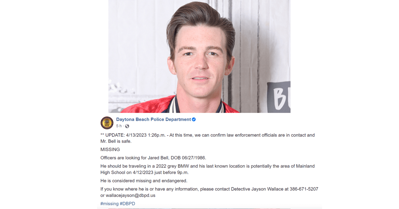 Drake Bell apareció "sano" unas horas después de haber sido reportado "en peligro"