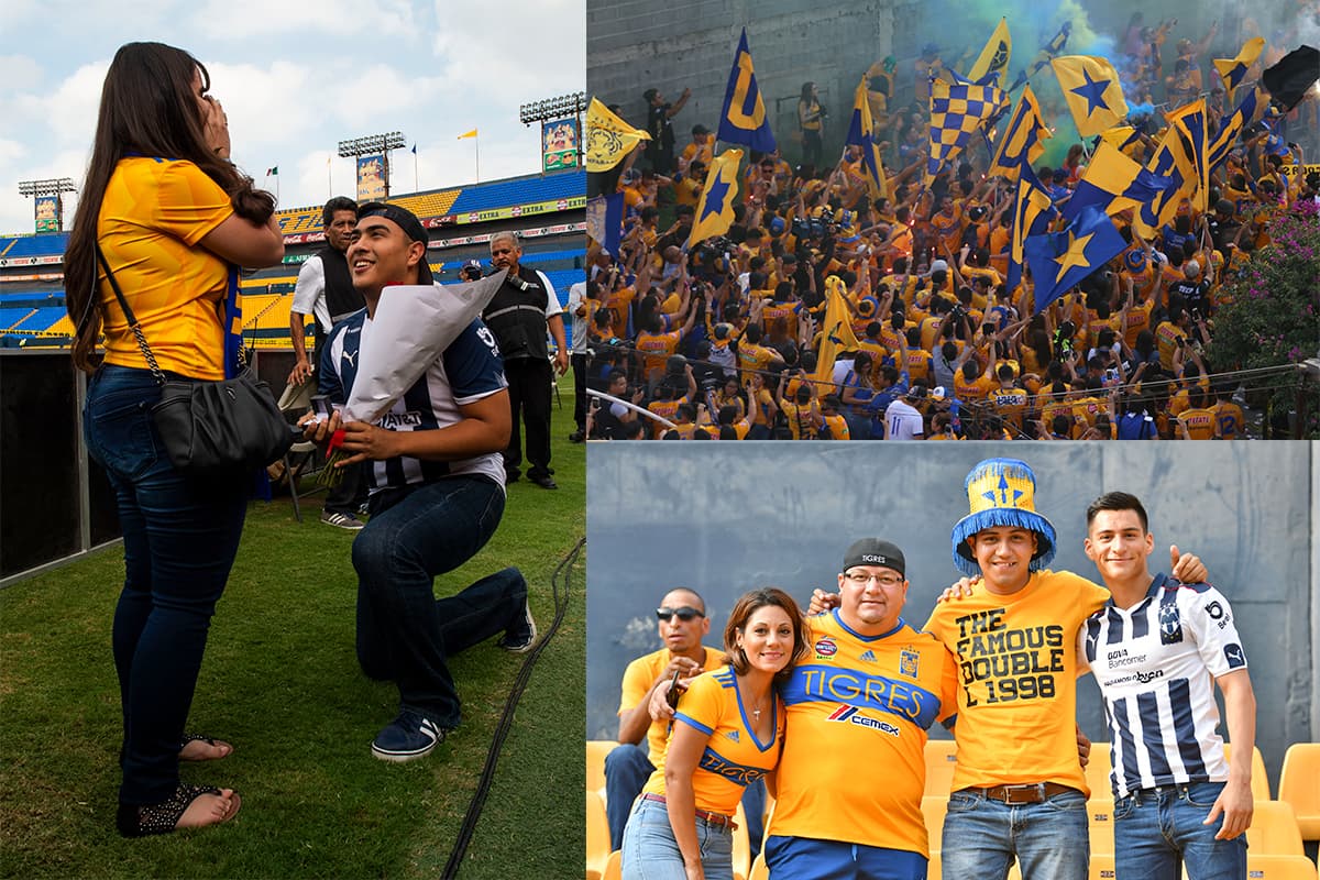 Una pareja se dio el "sí" en el Estadio Univeersitario, otros fanáticos de los dos equipos compartieron en el estadio, y los fanáticos de Tigres armaron la fiesta del Clásico Regiomontano.