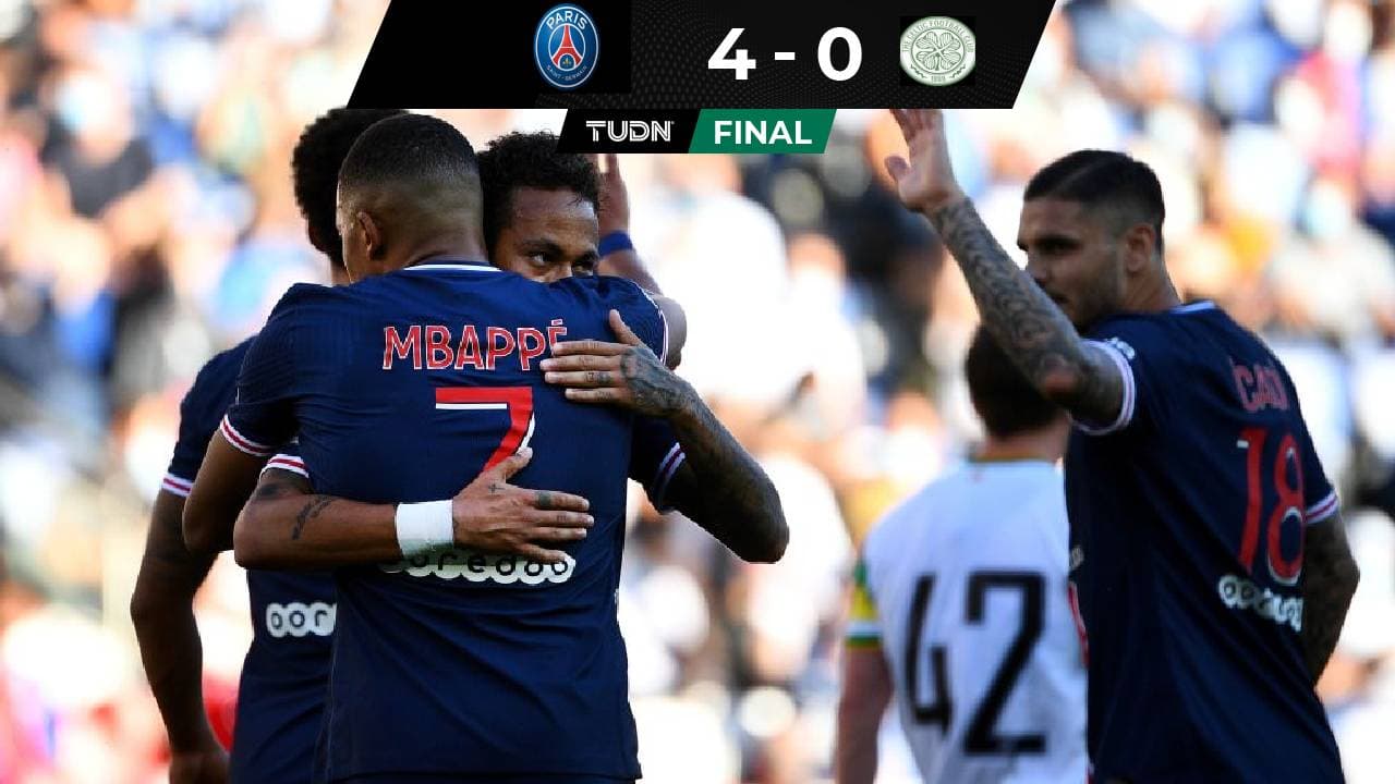 El PSG, con goles de Neymar y Mbappé, goleó al Celtic