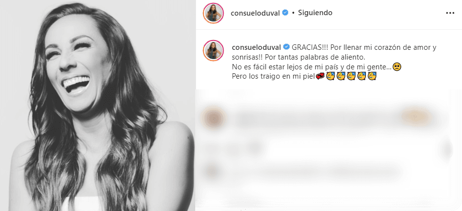 Al respecto de esta nueva etapa, publicó el siguiente mensaje en su cuenta oficial de Instagram: “
<b>GRACIAS!!! ¡¡Por llenar mi corazón de amor y sonrisas!! Por tantas palabras de aliento. No es fácil estar lejos de mi país y de mi gente, pero los traigo en mi piel.</b>”
<br>