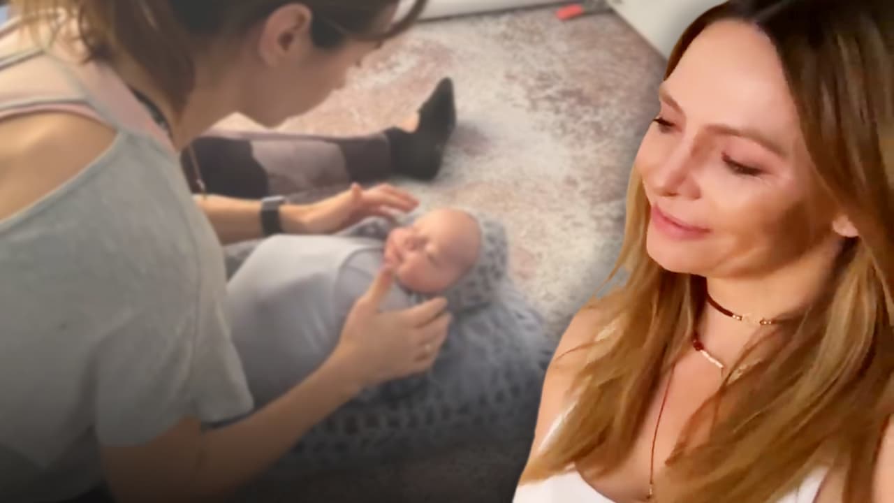 Erika Zaba no pudo contener las lágrimas durante la primera sesión de fotos de su hijo Emiliano