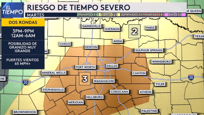 Tiempo severo: Se esperan tormentas con lluvias y granizo en Dallas – Fort Worth