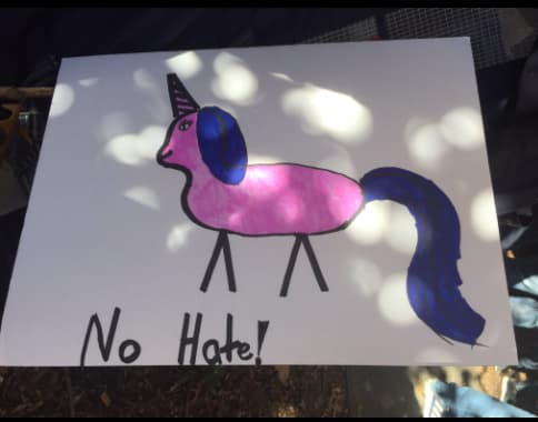 En Queens, a la 1:00 de la tarde del sábado, cientos de manifestantes dieron inicio a una caminata hasta la Torre Trump, en Manhattan, denunciando su rechazo al odio y a las políticas del presidente electo.