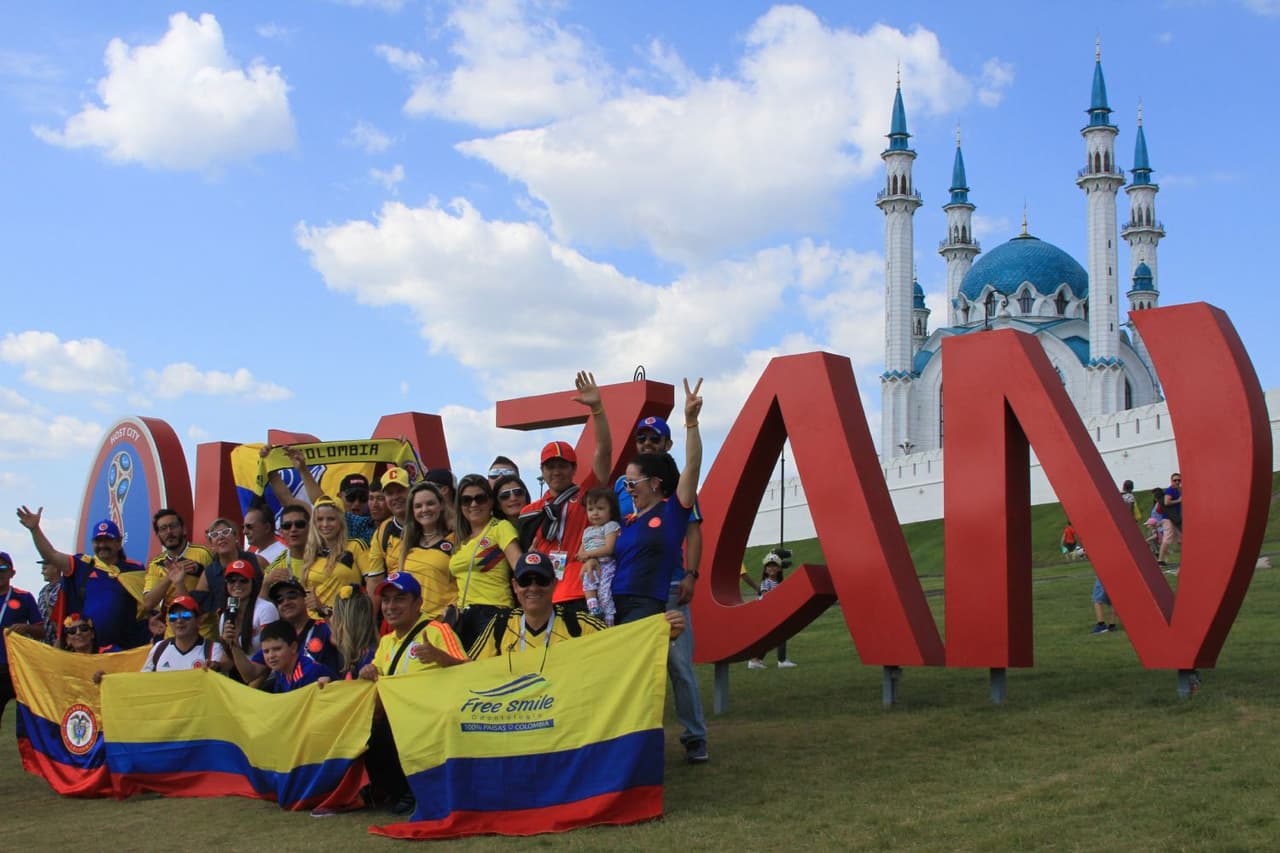 La ciudad de Kazán vivió la euforia de cientos de colombianos en el día del partido contra Polonia por el Grupo B.