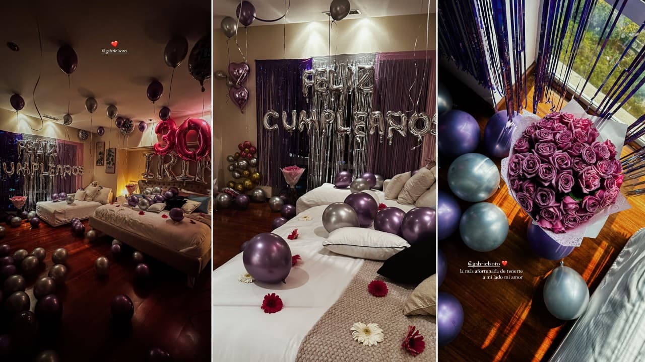 Gabriel Soto sorprendió a Irina Baeva al decorar su habitación con globos y flores.
