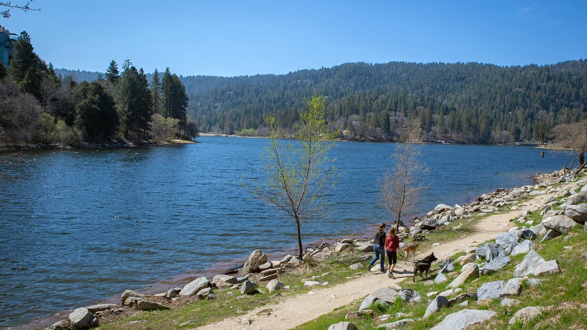 Lake Gregory está ubicado en la ciudad de Crestline a unas 70 millas de Los Ángeles.