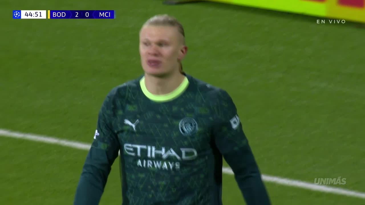 ¡SE SALVAN! Haaland saca el disparo y el balón pasa rozando el poste ante Bodø/Glimt