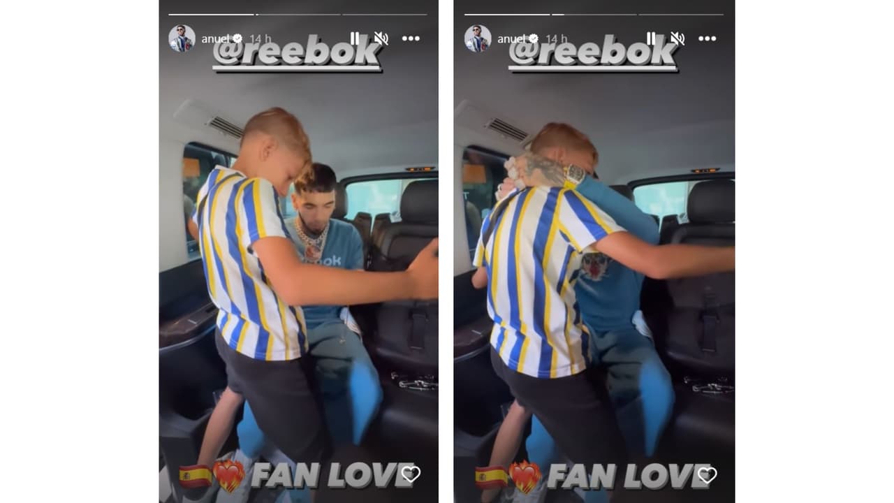 Anuel AA obsequió una de sus cadenas a un pequeño fan.