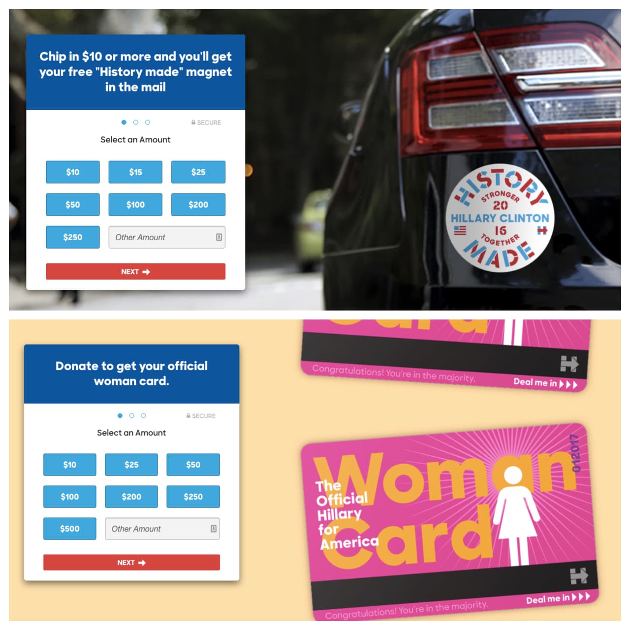 Algunos premios que reciben a cambio los donantes de la campaña de Hillary Clinton