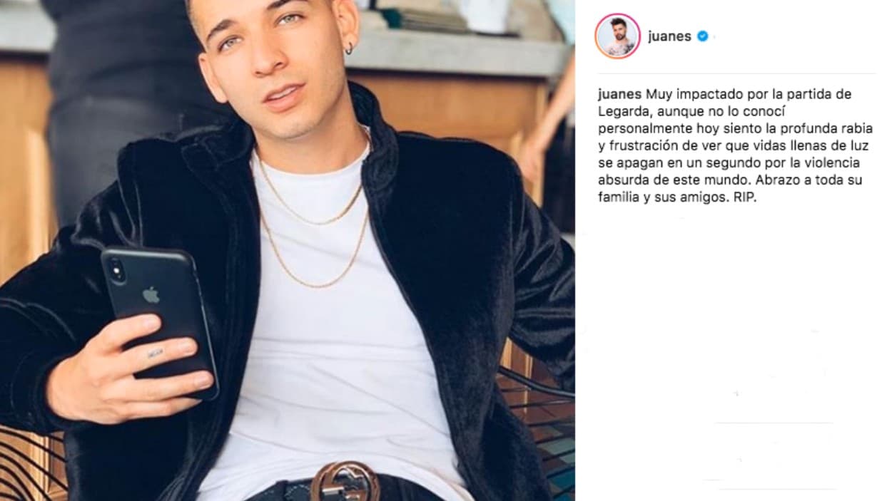 Juanes no conocía a Legarda, pero lamentó que esa vida, llena de luz, se apagara en un segundo por "la violencia absurda".