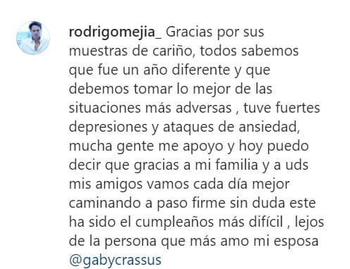 En la publicación del 24 de noviembre, el día en que celebraba
<b> su octavo aniversario de bodas</b>, el actor confesó que logró superar las "fuertes depresiones y ataques de ansiedad", gracias al apoyo de su familia y amigos.