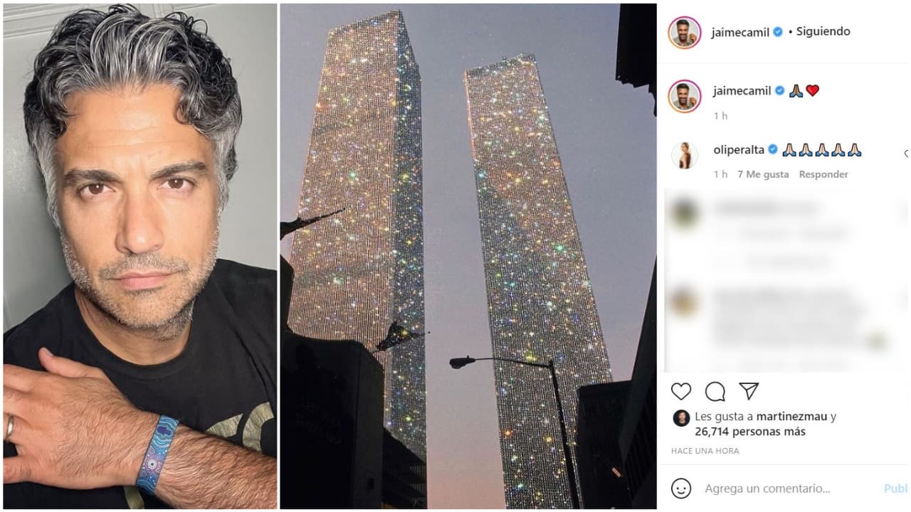 El actor mexicano
<b> Jaime Camil</b> solo compartió esta imagen en donde las Torres Gemelas lucen brillantes.