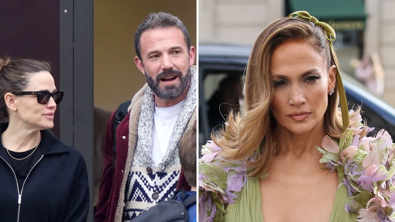 Cachan a Ben Affleck sonriente al lado de su ex Jennifer Garner mientras JLo está sola en París