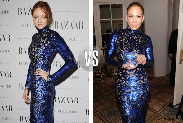 ¡Upps! Parece que JLo y la modelo Lily Cole son fanáticas del mismo diseñador: las dos aman a Tom Ford.