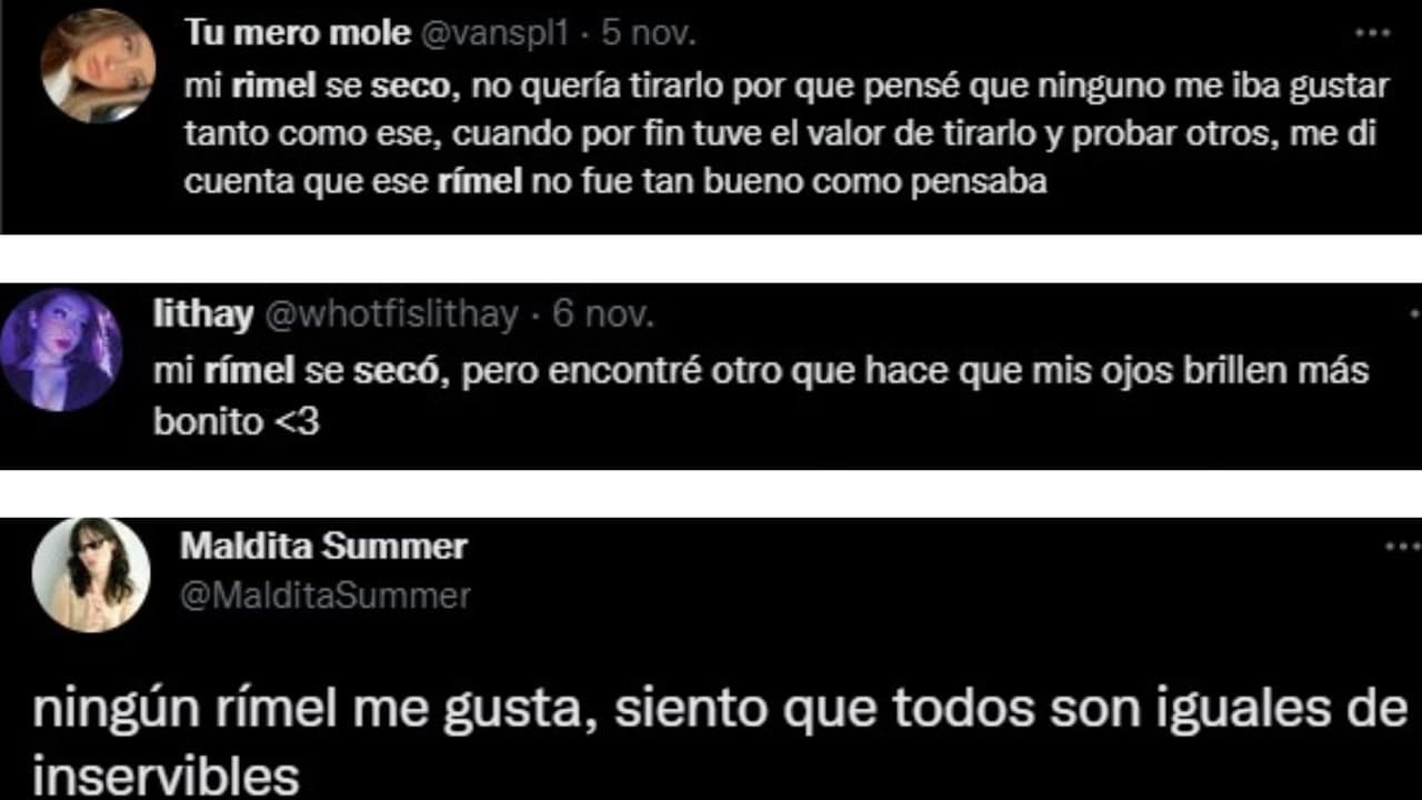 Agunos ejemplos de cómo se utiliza la palara rímel en redes