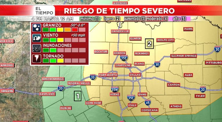 Aumenta el riesgo de algunas tormentas severas esta tarde en el norte de Texas