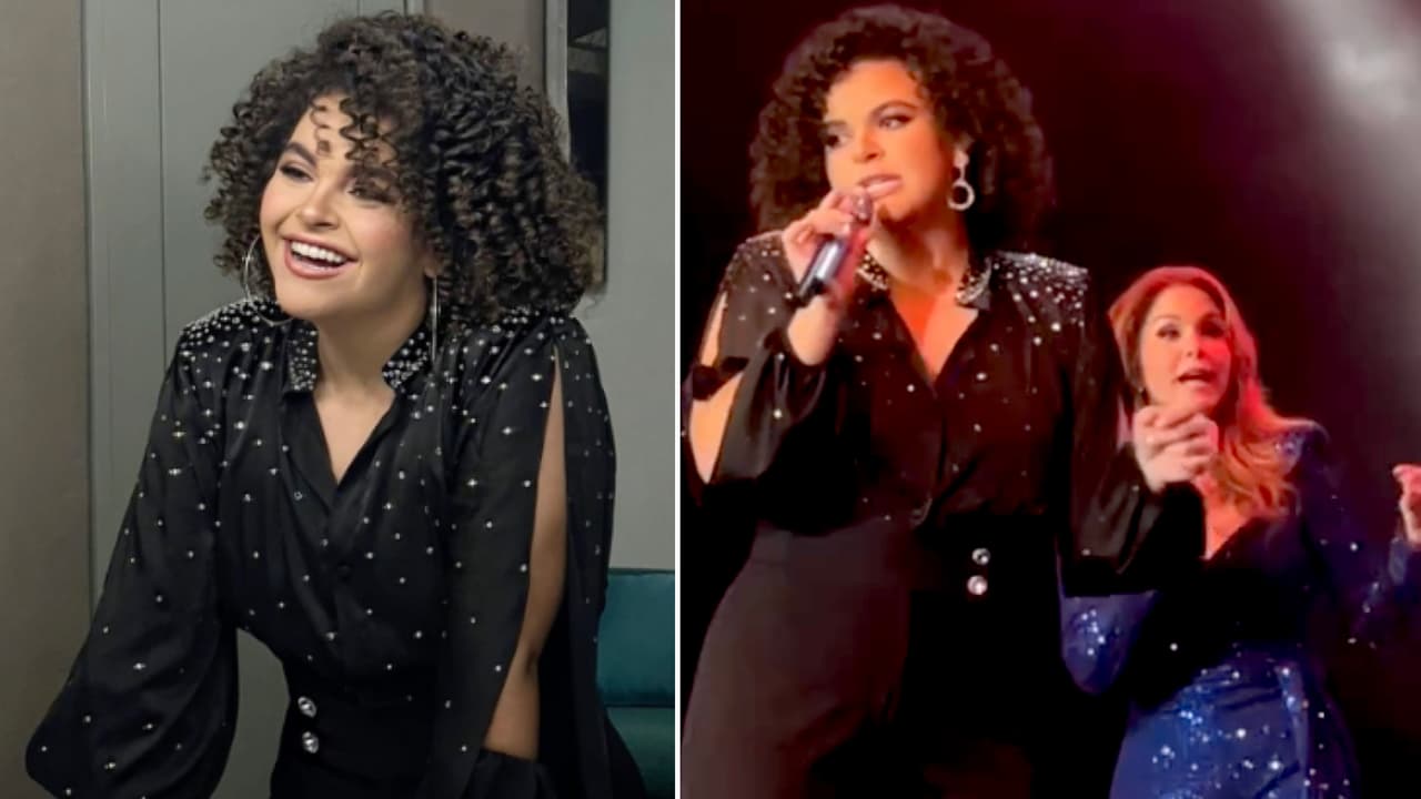 Lucerito lució un elegante look en concierto, pero la delataron con sus calcetines de aguacate